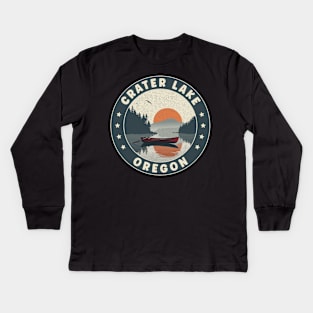 Crater Lake Oregon Sunset Kids Long Sleeve T-Shirt